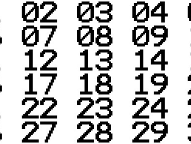 TERMINAL Font Numbers (01-30)