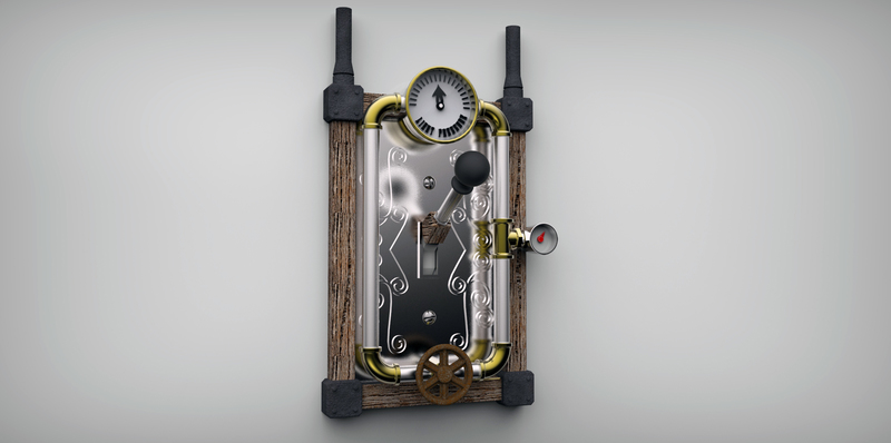 SteamPunked Lightswitch Cover with lever