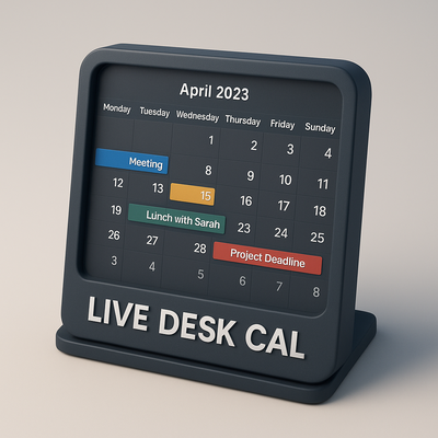 Live Desk Cal 3D Desktop Calendar Mockup