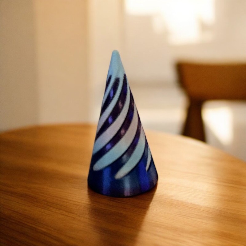 3D printed galaxy cone fidget cotton candy color on top
