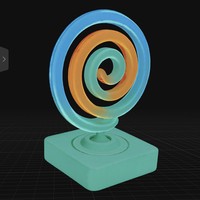 Abstract Neon Spiral Sculpture on Minimal Base – Modern 3D Art Object - Thumbnail 2