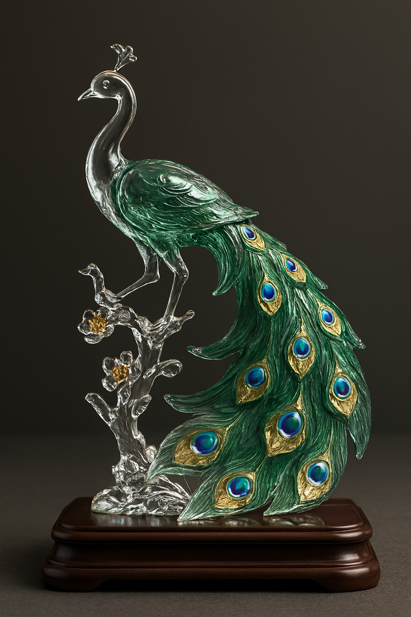 Emerald Majesty – Royal Peacock Sculpture
