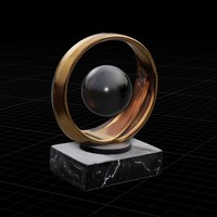 Luxury Golden Orbit Sculpture - Thumbnail 3