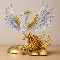 Golden Crystal Phoenix Sculpture - Thumbnail 1
