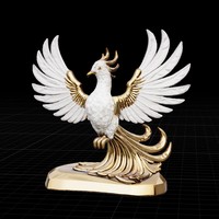 Golden Crystal Phoenix Sculpture - Thumbnail 3