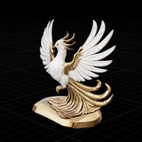 Golden Crystal Phoenix Sculpture - Thumbnail 4