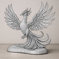 Golden Crystal Phoenix Sculpture - Thumbnail 9