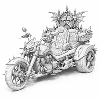 Luxury Gothic Devil Throne Trike Motorcycle - Thumbnail 2
