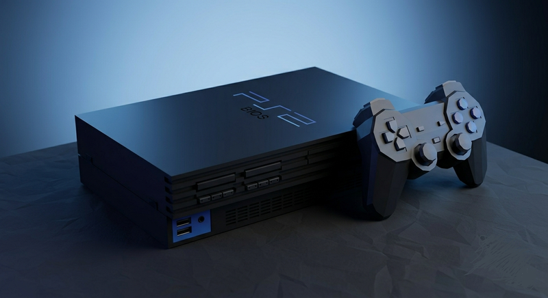 Low Poly PS2 Style Console 3D Model