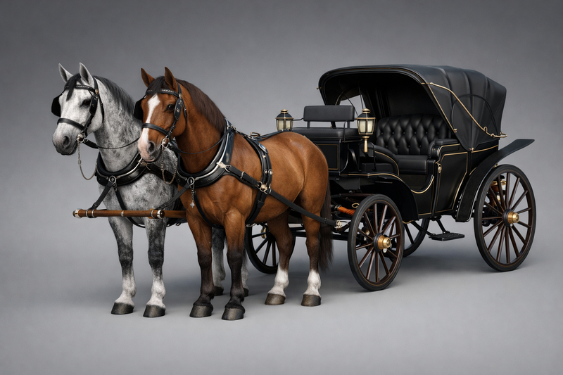 Victorian Horse Carriage with Dual Horses
