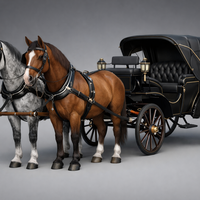 Victorian Horse Carriage with Dual Horses - Thumbnail 1