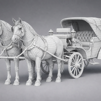 Victorian Horse Carriage with Dual Horses - Thumbnail 2