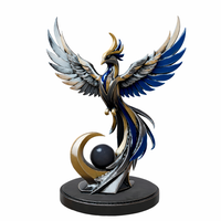 Golden Blue Phoenix Abstract Metal Sculpture - Thumbnail 3