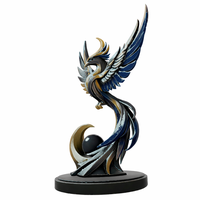 Golden Blue Phoenix Abstract Metal Sculpture - Thumbnail 4
