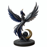 Golden Blue Phoenix Abstract Metal Sculpture - Thumbnail 5