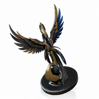 Golden Blue Phoenix Abstract Metal Sculpture - Thumbnail 6