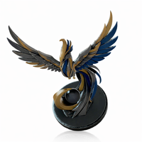 Golden Blue Phoenix Abstract Metal Sculpture - Thumbnail 7