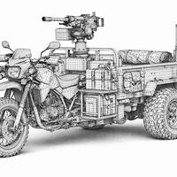 Military Tactical Trike Bike 3D Model - Thumbnail 11