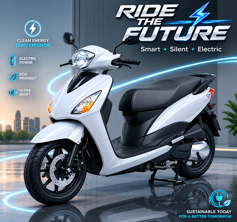 Modern White Electric Scooter
