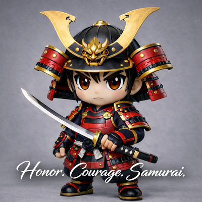 Chibi Samurai Warrior – Stylized Japanese Armor Character