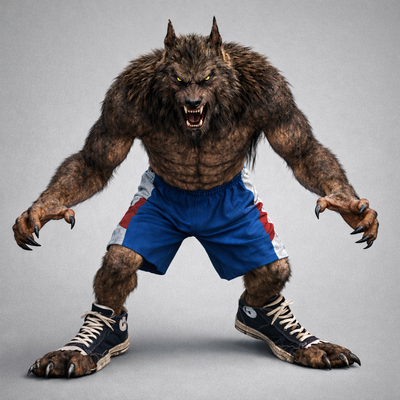 Realistic Muscular Werewolf Monster