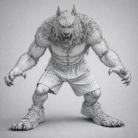 Realistic Muscular Werewolf Monster - Thumbnail 9