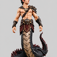 Fantasy Half-Man Half-Dragon Warrior - Thumbnail 2