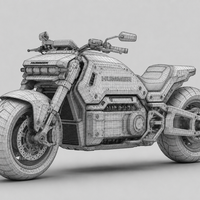 Futuristic Heavy-Duty Electric Motorcycle - Thumbnail 13