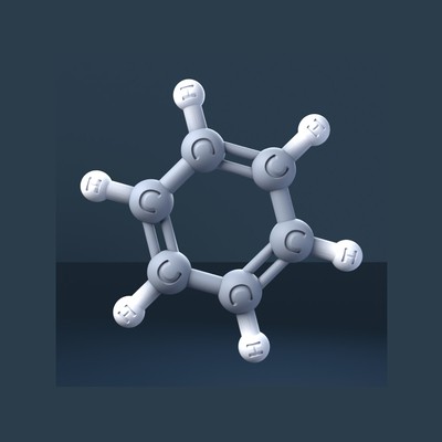 Benzene Molecule 3D Model with Engraved Atoms (CAS 71-43-2)