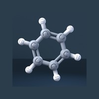 Benzene Molecule 3D Model with Engraved Atoms (CAS 71-43-2) - Thumbnail 1