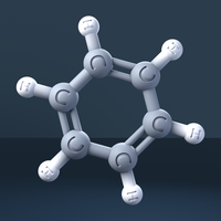 Benzene Molecule 3D Model with Engraved Atoms (CAS 71-43-2) - Thumbnail 2