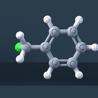 Benzyl Chloride Molecule 3D Model with Engraved Atoms (CAS 100-44-7) - Thumbnail 1