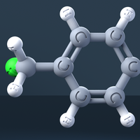 Benzyl Chloride Molecule 3D Model with Engraved Atoms (CAS 100-44-7) - Thumbnail 2