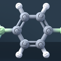 4-Nitroaniline Molecule 3D Model with Engraved Atoms (CAS 100-01-6) - Thumbnail 2