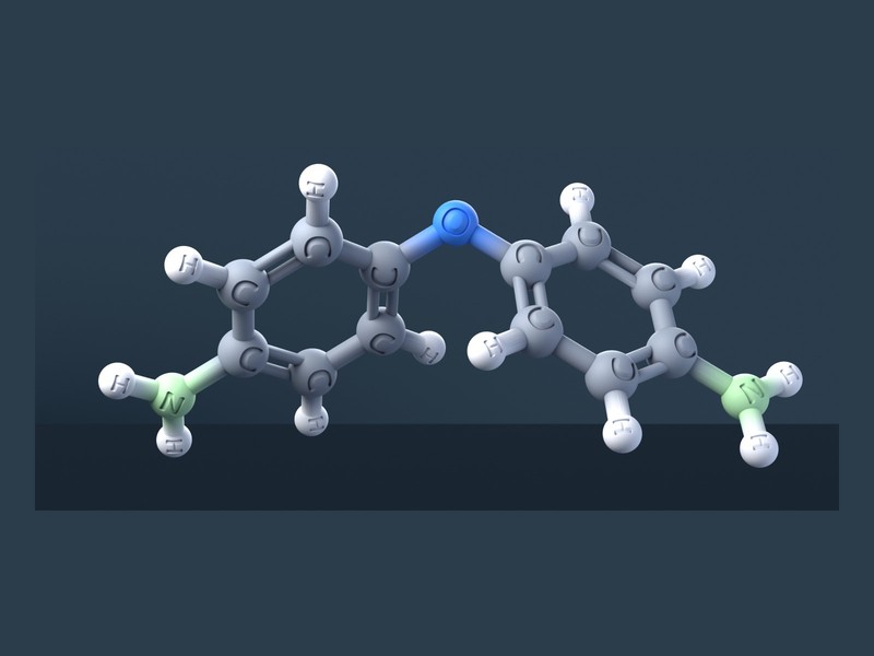 4,4'-Diaminodiphenyl Ether Molecule 3D Model with Engraved Atoms (CAS 101-80-4)