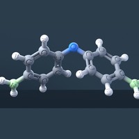 4,4'-Diaminodiphenyl Ether Molecule 3D Model with Engraved Atoms (CAS 101-80-4) - Thumbnail 1