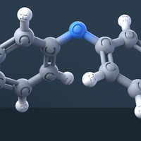4,4'-Diaminodiphenyl Ether Molecule 3D Model with Engraved Atoms (CAS 101-80-4) - Thumbnail 2