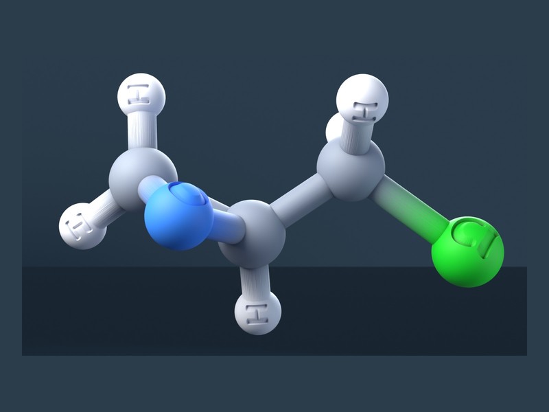 Epichlorohydrin Molecule 3D Model with Engraved Atoms (CAS 106-89-8)