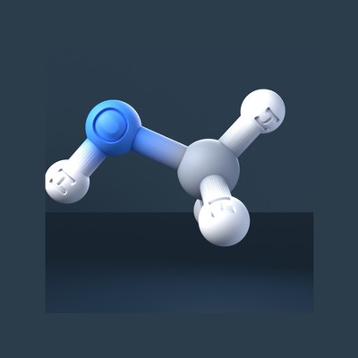 Methanol Molecule 3D Model with Engraved Atoms (CAS 67-56-1)