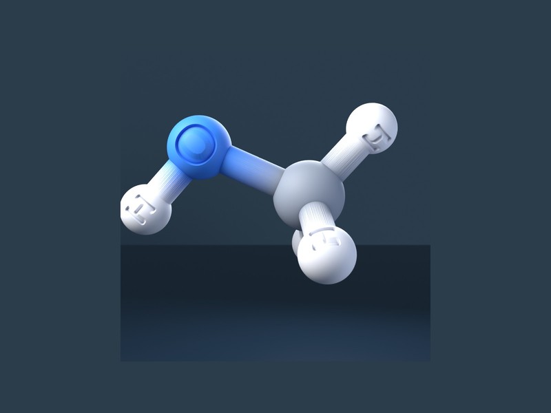 Methanol Molecule 3D Model with Engraved Atoms (CAS 67-56-1)
