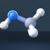 Methanol Molecule 3D Model with Engraved Atoms (CAS 67-56-1) - Thumbnail 2