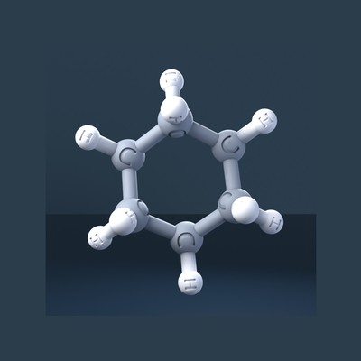 Cyclohexane Molecule 3D Model with Engraved Atoms (CAS 110-82-7)