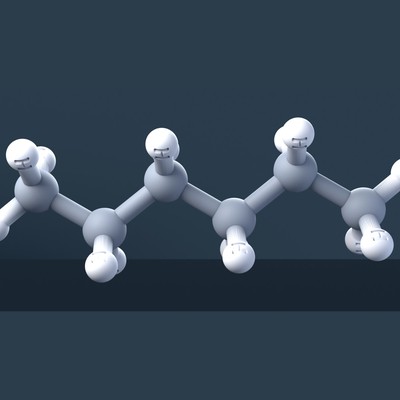 Hexane Molecule 3D Model with Engraved Atoms (CAS 110-54-3)