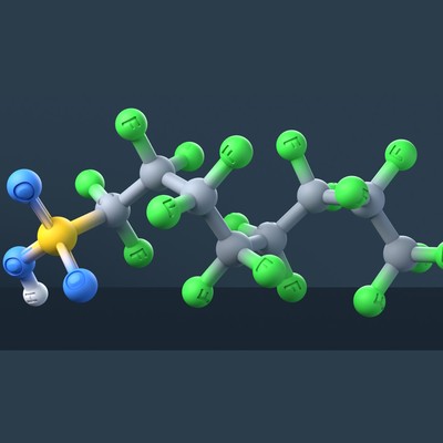 Perfluorooctanesulfonic acid Molecule 3D Model with Engraved Atoms (CAS 1763-23-1)