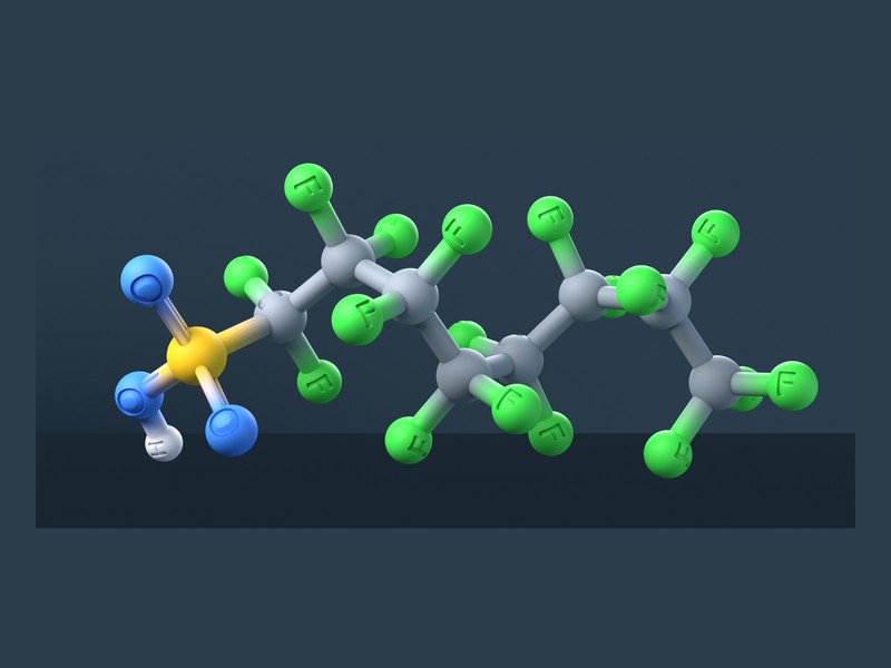Perfluorooctanesulfonic acid Molecule 3D Model with Engraved Atoms (CAS 1763-23-1)