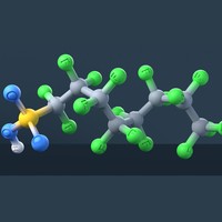 Perfluorooctanesulfonic acid Molecule 3D Model with Engraved Atoms (CAS 1763-23-1) - Thumbnail 1
