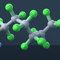 Perfluorooctanesulfonic acid Molecule 3D Model with Engraved Atoms (CAS 1763-23-1) - Thumbnail 2
